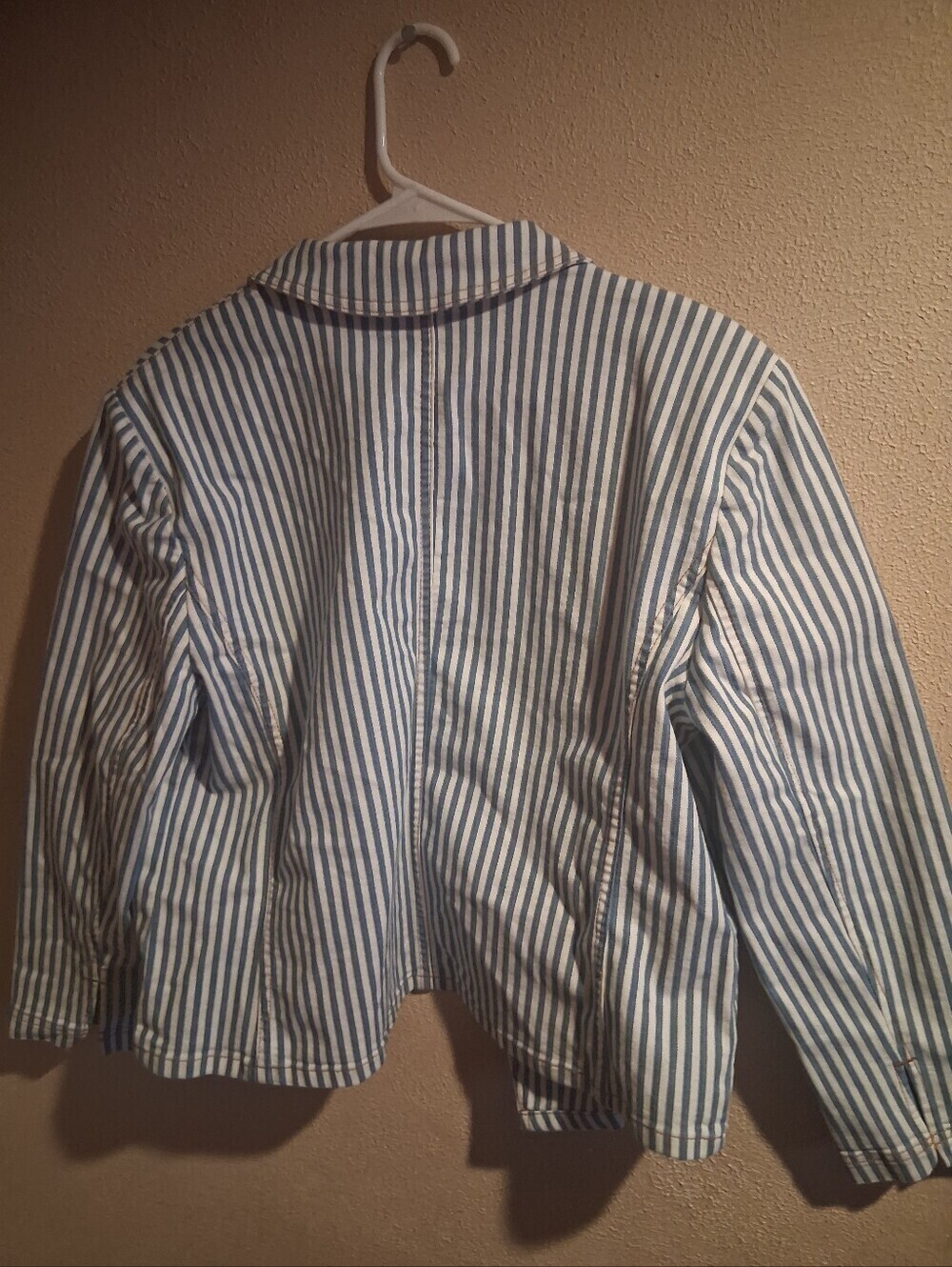Chico's NWT Mercado Stripe Denim Blazer Nautical Blue White 3/16 - Picture 7 of 7